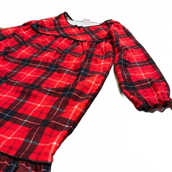 ❤️ Target Girls’ Plaid Holiday Notch Collar Pajama Nightgown | Red | Size 8 - Picture 3 of 10